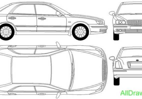 Hyundai XG (2003) (Хендай XГ (2003)) - чертежи (рисунки) автомобиля